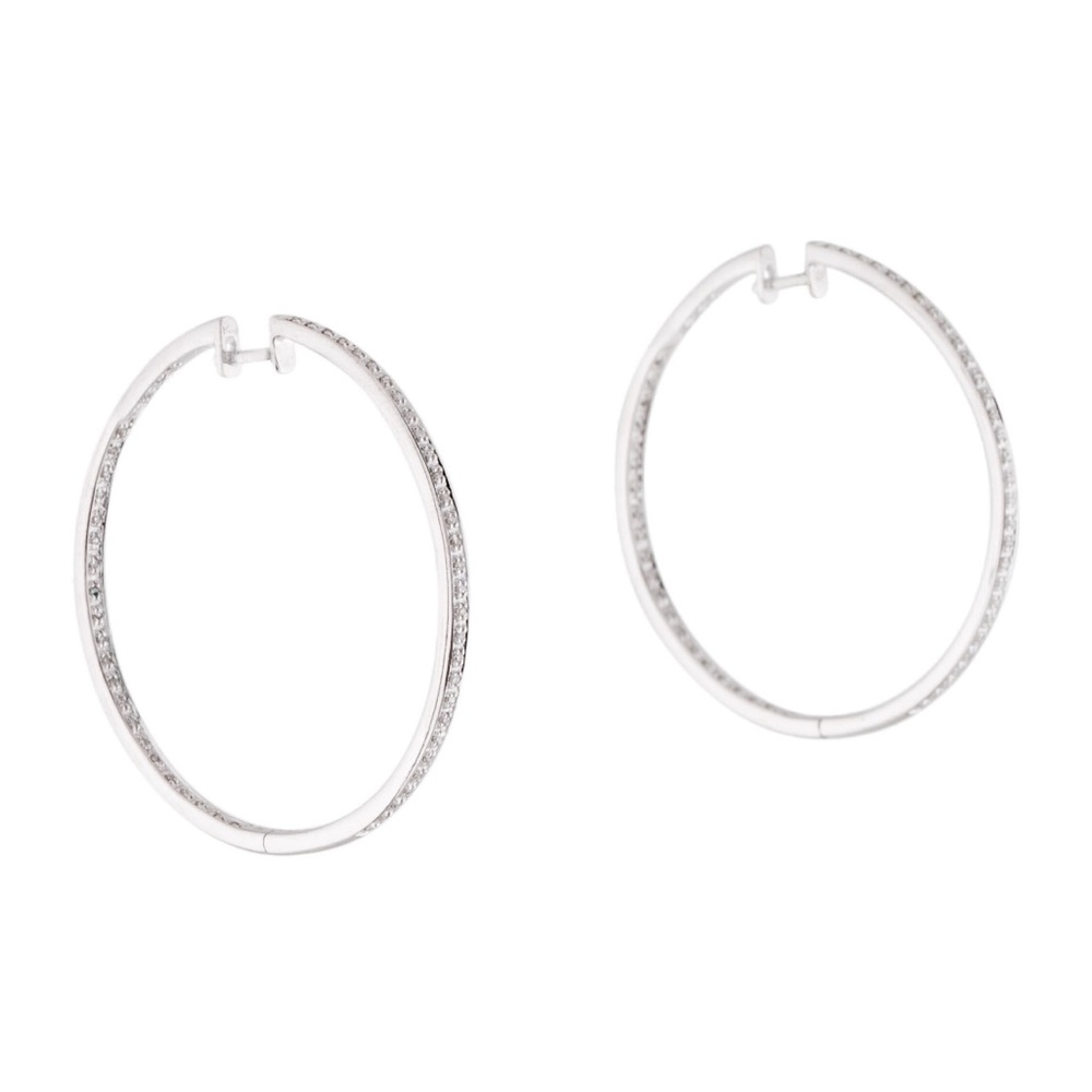 14K white Gold DIAMOND 💎 hoops - Picture 2 of 9